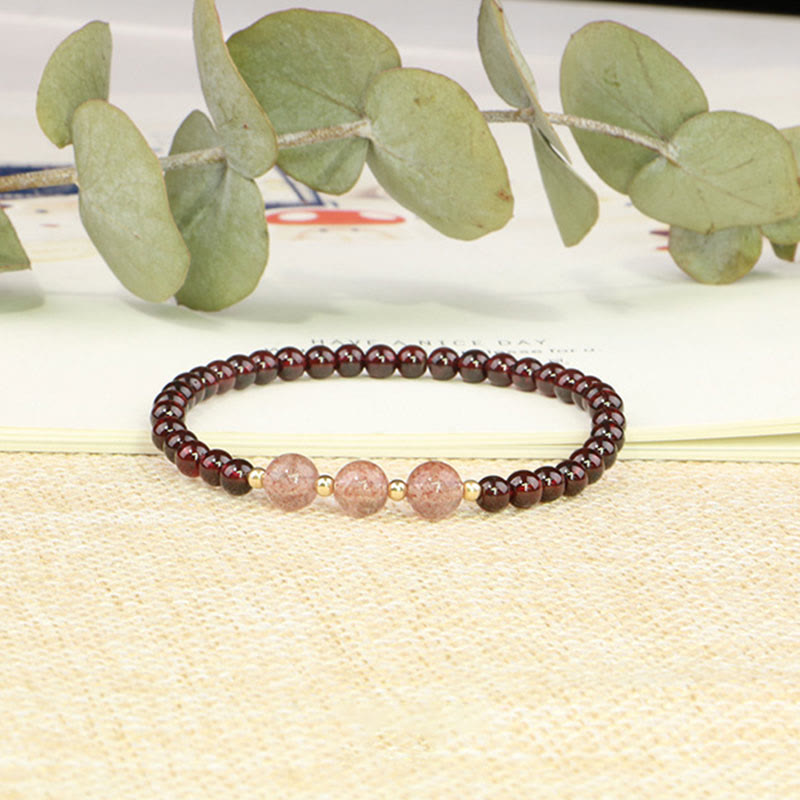 KarmaRipple's Authentic Garnet Strawberry Quartz Calm Bracelet p9