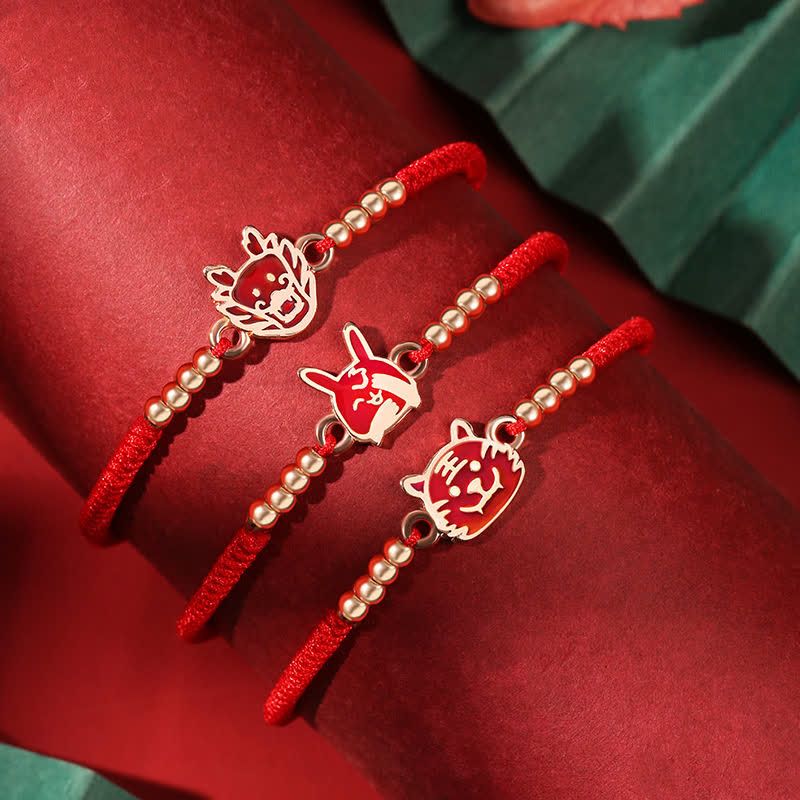 KarmaRipple's 925 Sterling Silver Chinese Zodiac Fortune Faith Discolor Red String Bracelet p13