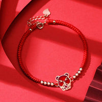 KarmaRipple's 925 Sterling Silver Chinese Zodiac Fortune Faith Discolor Red String Bracelet