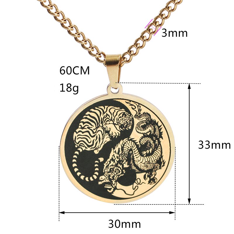 KarmaRipple's Tiger Dragon Titanium Steel Chain Pendant Balance Necklace p8
