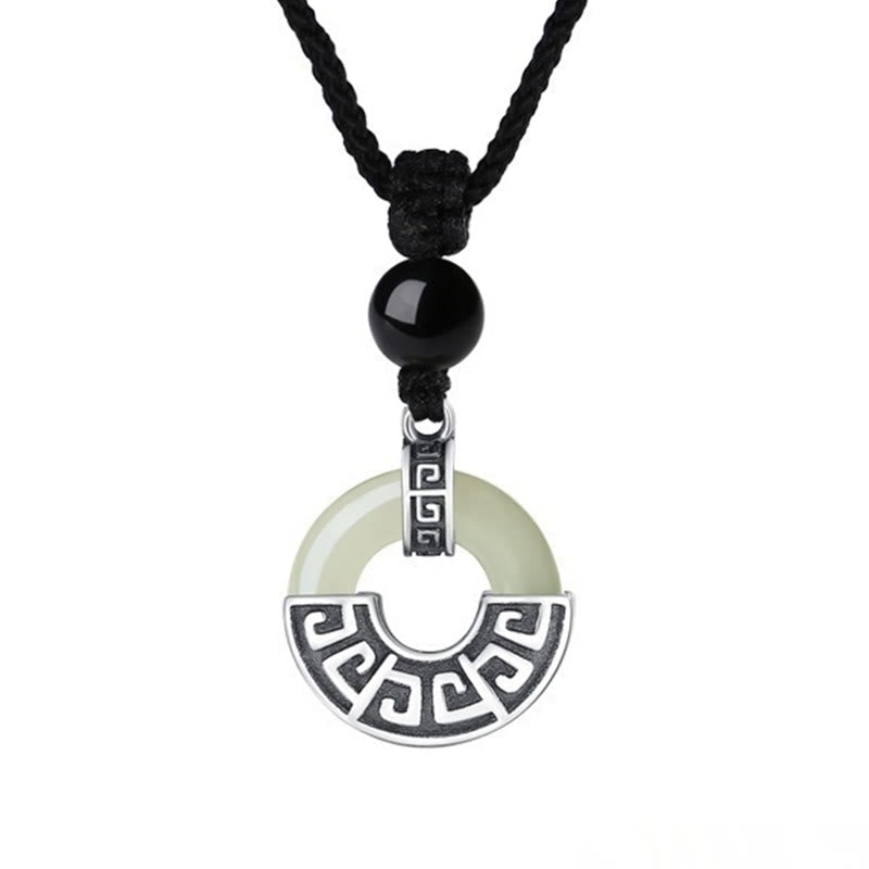KarmaRipple's 925 Sterling Silver Authentic Hetian Jade Peace Buckle Prosperity Pendant Necklace p10