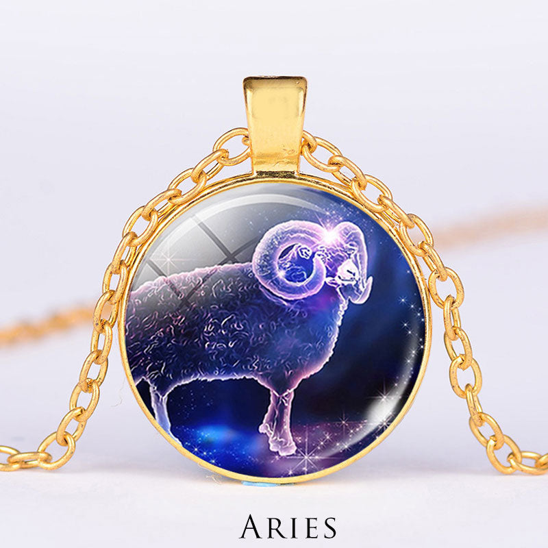 KarmaRipple's 12 Constellations of the Zodiac Moon Starry Sky Protection Blessing Pendant Necklace p51