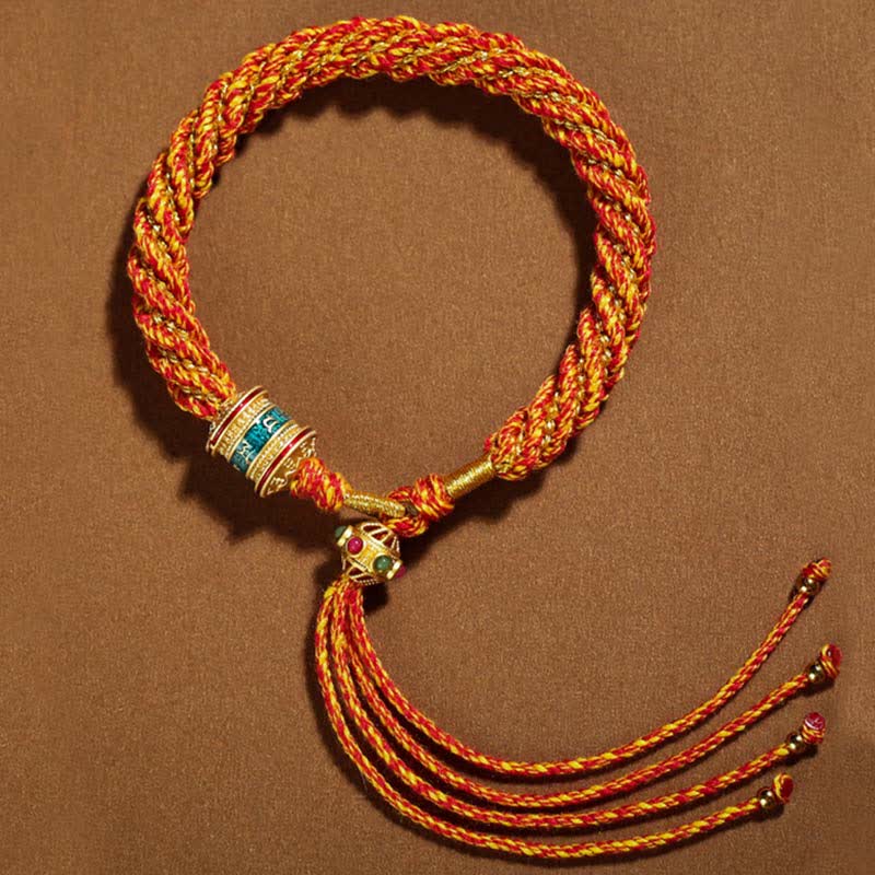 KarmaRipple's Tibetan Handmade Fortune Thangka Prayer Wheel Talisman Weave String Bracelet p36