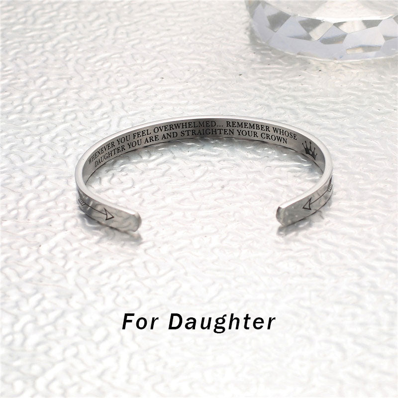 KarmaRipple's Inspirational Bracelets Personalized Gift for Her Him Engraved Mantra Cuff Bangle Crown Jewelry p2