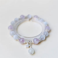 KarmaRipple's 925 Sterling Silver Authentic Amethyst Cat's Eye Spiritual Awareness Star Bracelet