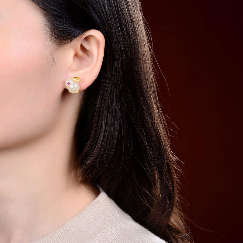 KarmaRipple's 925 Sterling Silver Year of the Rabbit Hetian Jade Fortune Ring Earrings Pendant Necklace p8