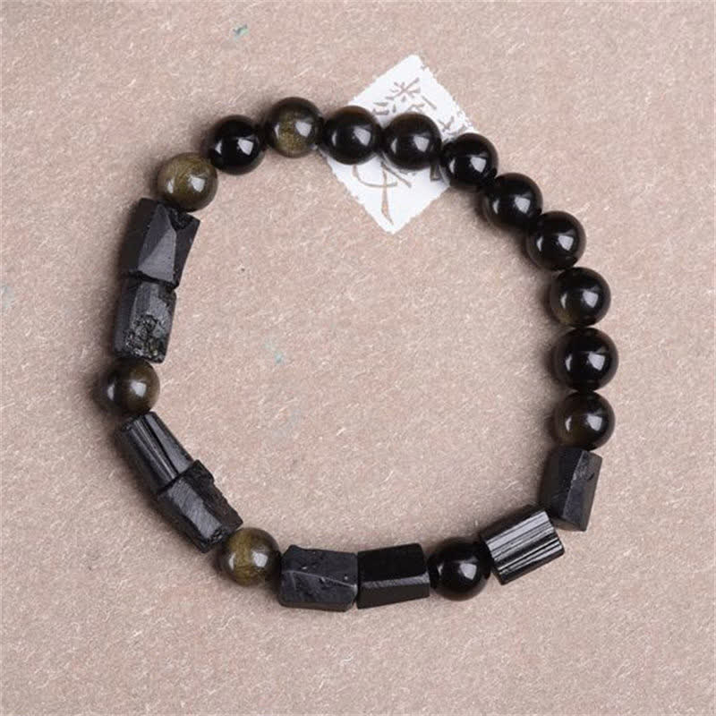KarmaRipple's Gold Sheen Obsidian Black Tourmaline Wealth Bracelet p4