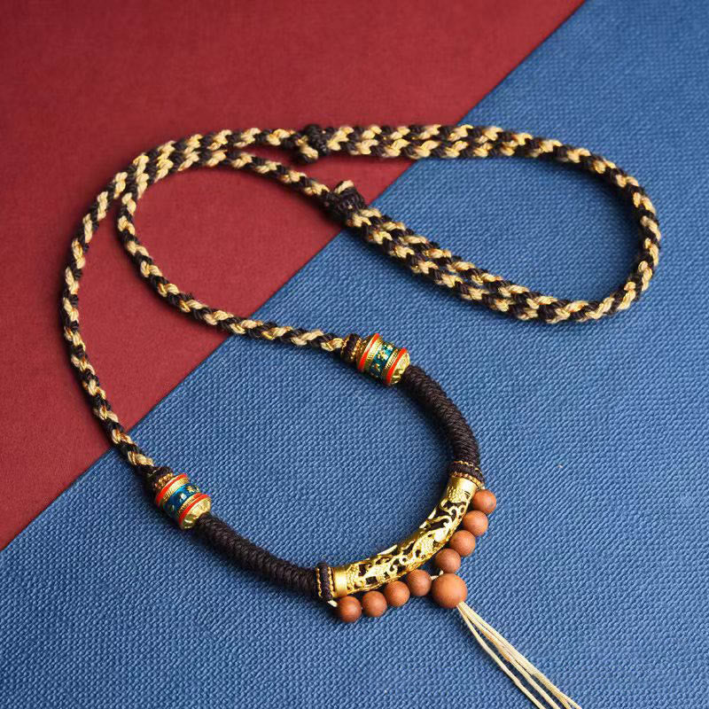 KarmaRipple's Tibetan Handmade King Kong Weave Om Mani Padme Hum Prayer Wheel String Pendant Necklace p4