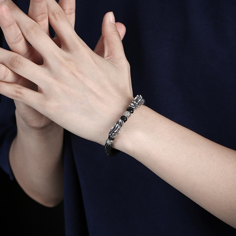 KarmaRipple's 999 Sterling Silver Double Dragon Fortune Handmade Woven Bracelet p5