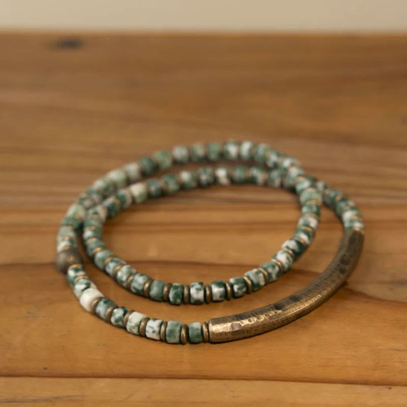 KarmaRipple's Sodalite Picture Jasper Green Point Stone Balance Wisdom Bracelet p20