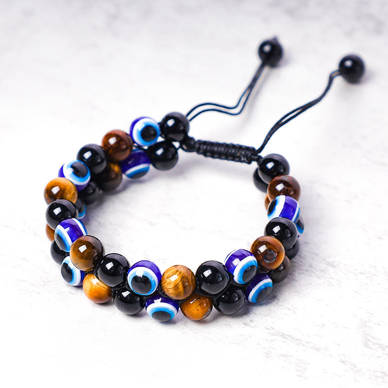 KarmaRipple's Evil Eye Hematite Tiger Eye Protection Beaded Bracelet p12