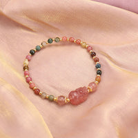 KarmaRipple's Authentic Tourmaline Garnet Strawberry Quartz PiXiu Moonstone Protection Bracelet