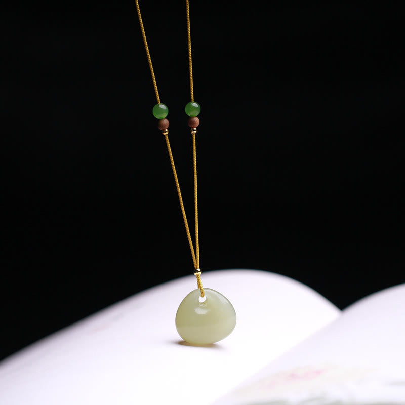 KarmaRipple's Authentic Hetian Jade Small Bag Pattern Prosperity String Pendant Necklace p2