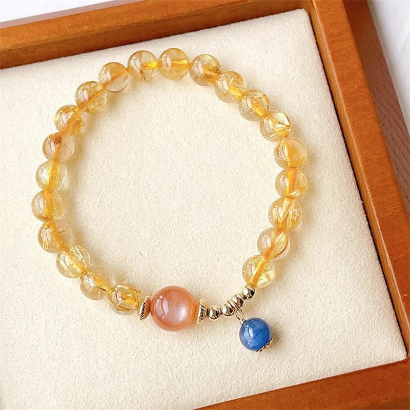 KarmaRipple's Authentic Gold Rutilated Quartz Sun Stone Kyanite Wealth Bracelet p7