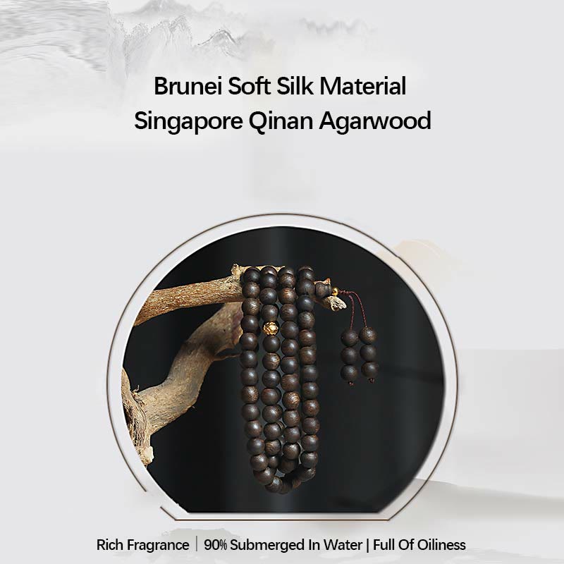 KarmaRipple's 108 Mala Beadwork 999 Pure Gold Beadwork Rare Brunei Agarwood Peace Strength Bracelet p7