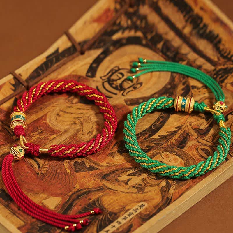KarmaRipple's Tibetan Handmade Fortune Thangka Prayer Wheel Talisman Weave String Bracelet p16