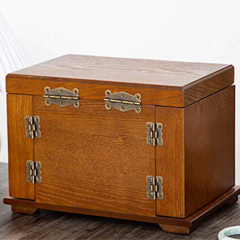 KarmaRipple's Vintage Large Capacity Wooden Jewelry Box Jewelry Storage Box With Mirror p17