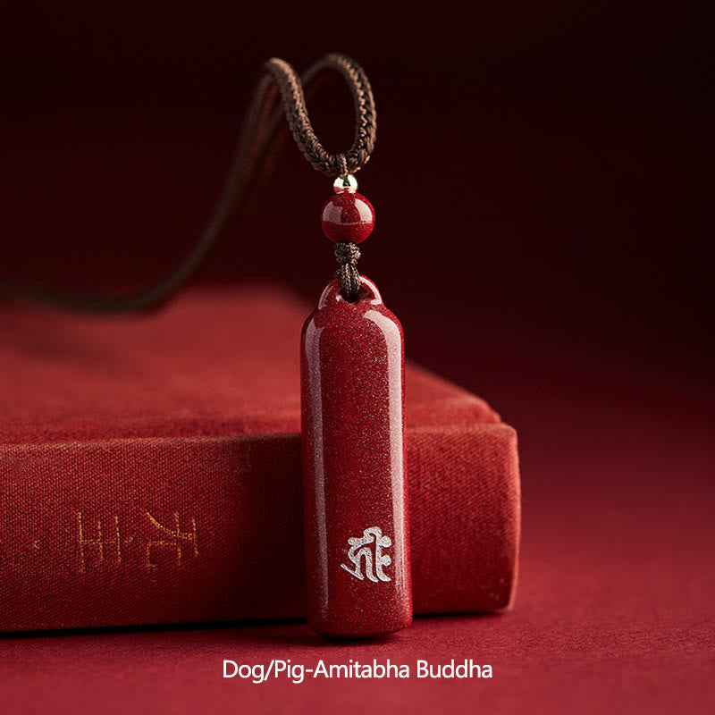 KarmaRipple's Chinese Zodiac Natal Buddha Cinnabar Amulet Protection String Pendant Necklace p40