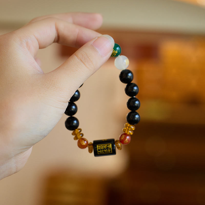 KarmaRipple's Five Elements Black Onyx Red Agate Wisdom Wealth Bracelet p8