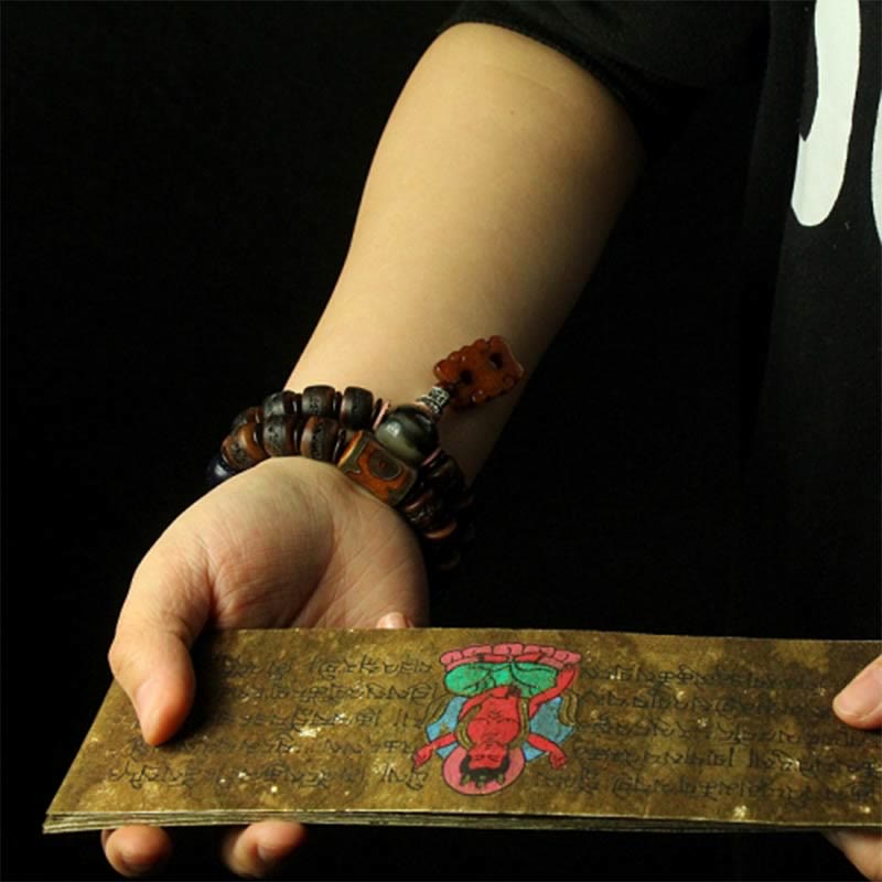 KarmaRipple's Tibetan Yak Bone Dzi Bead Turquoise Keep Away Evil Spirits Bracelet p24