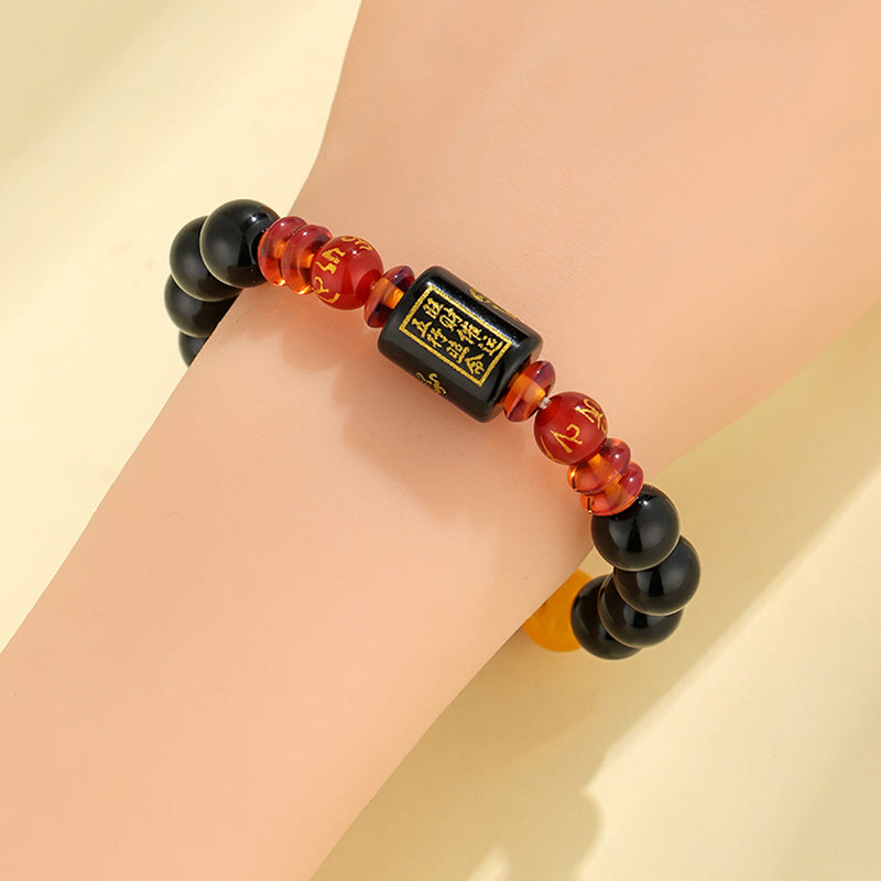 KarmaRipple's Five Elements Black Onyx Red Agate Wisdom Wealth Bracelet p14