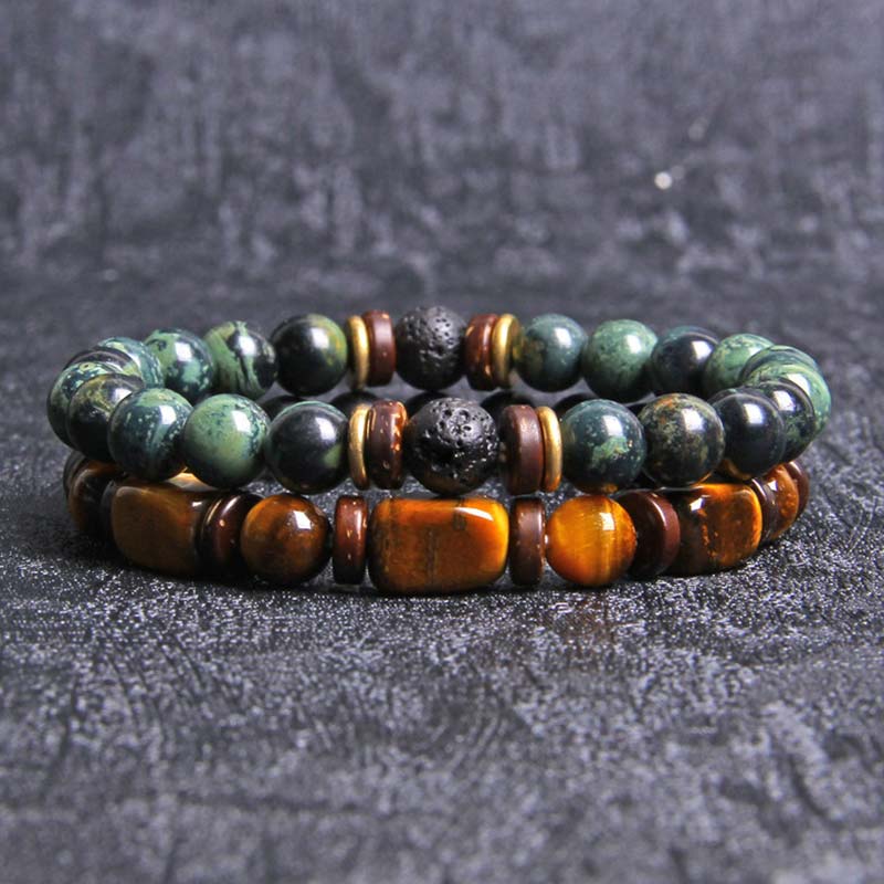 KarmaRipple's 2PCS Balancing Gemstone Emperor Stone Tiger Eye Bead Bracelet p16