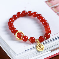 KarmaRipple's Authentic Red Agate Blessing Letter Confidence Bracelet