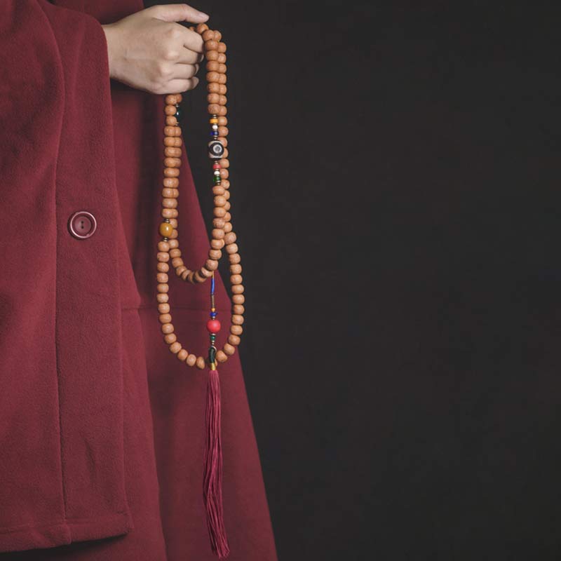 KarmaRipple's 108 Mala Beadwork Bodhi Seed Dzi Bead Peace Tassel Bracelet p17