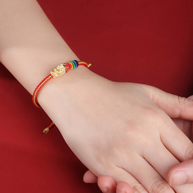 KarmaRipple's 999 Sterling Silver Fortune Year Of The Dragon Colorful Rope Bracelet p6