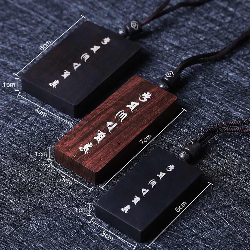 KarmaRipple's 999 Sterling Silver Small Leaf Red Sandalwood Ebony Wood Om Mani Padme Hum Inlaid Protection Pendant Necklace p10