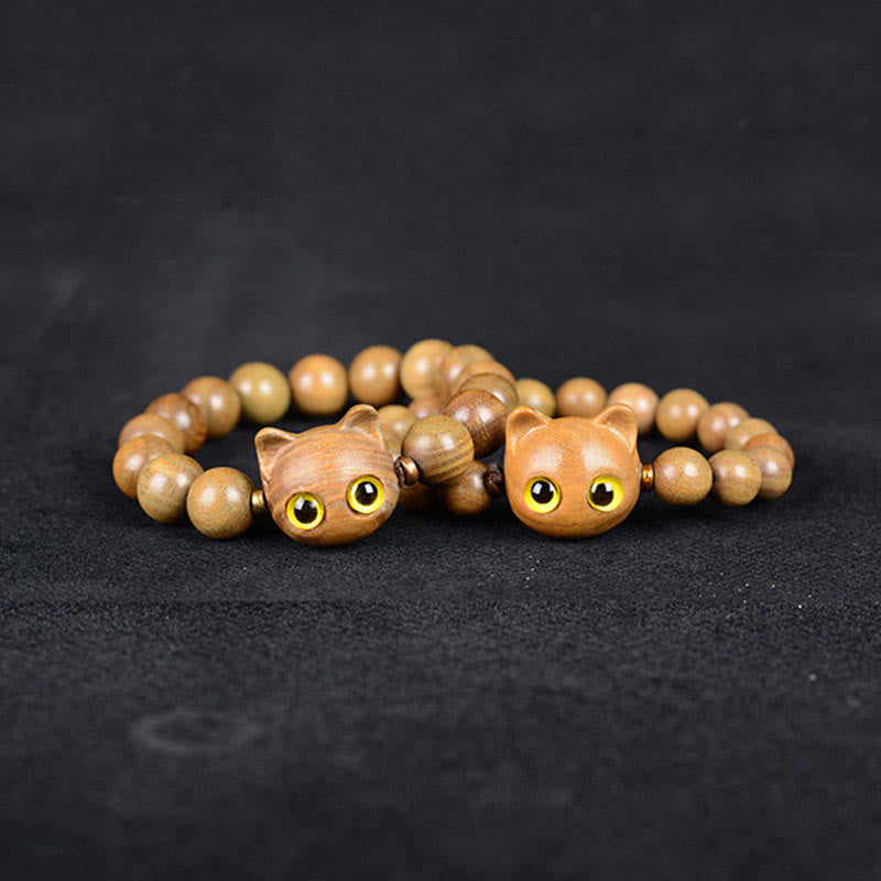 KarmaRipple's Ebony Wood Green Sandalwood Red Sandalwood Lovely Cat Balance Bracelet p10