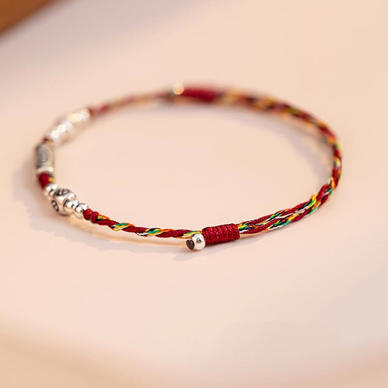 KarmaRipple's 925 Sterling Silver Fortune Koi Fish Woven Colorful String Bracelet Anklet p13