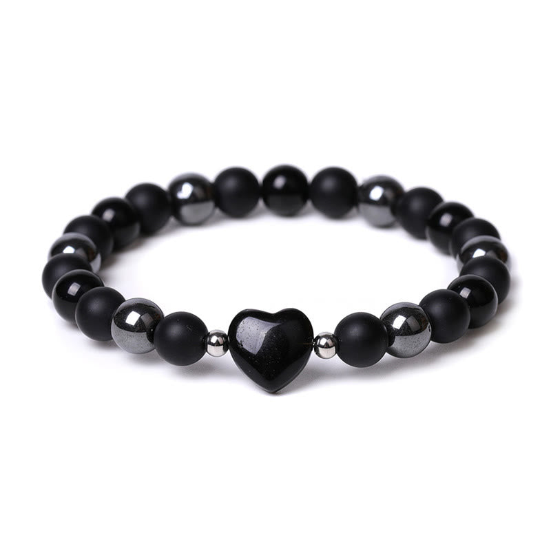 KarmaRipple's Black Onyx Tiger Eye Stone Gemstone Love Heart Protection Bracelet p12