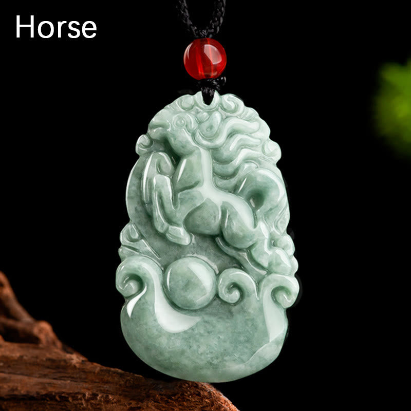 KarmaRipple's Authentic Green Jade 12 Chinese Zodiac Fortune Prosperity Pendant Necklace p33