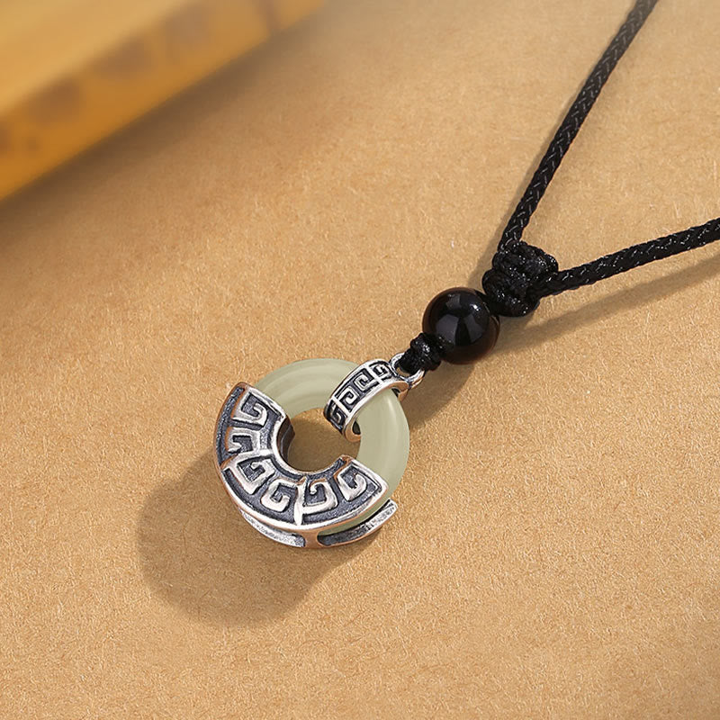 KarmaRipple's 925 Sterling Silver Authentic Hetian Jade Peace Buckle Prosperity Pendant Necklace p4