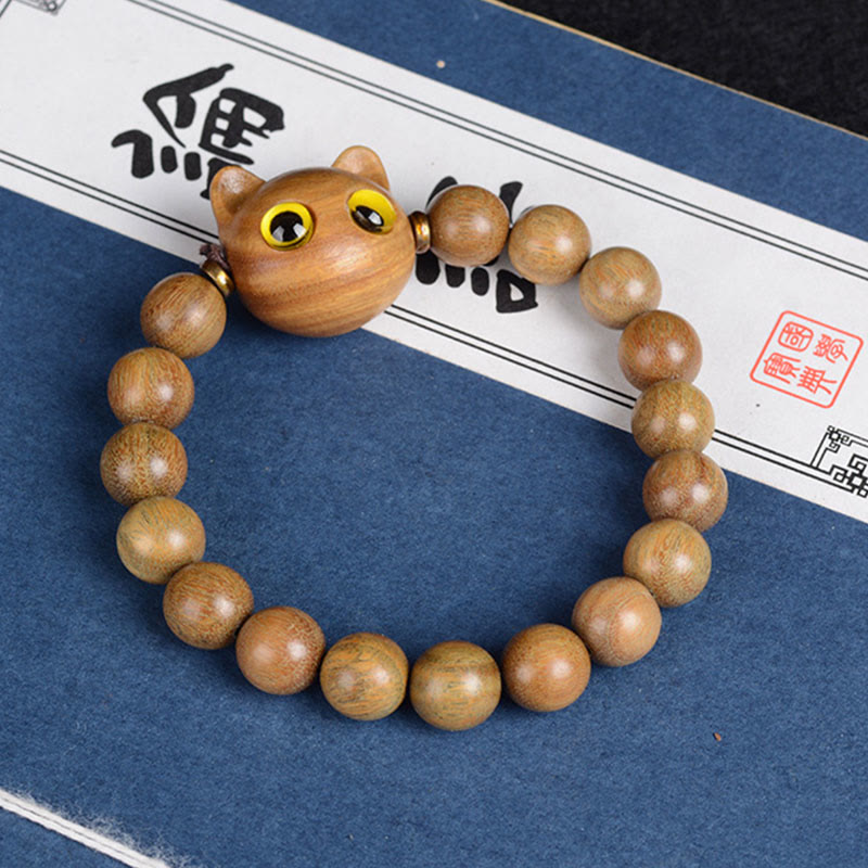 KarmaRipple's Ebony Wood Green Sandalwood Red Sandalwood Lovely Cat Balance Bracelet p2