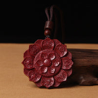 KarmaRipple's Authentic Cinnabar Lotus Om Mani Padme Hum Blessing Pendant String Necklace