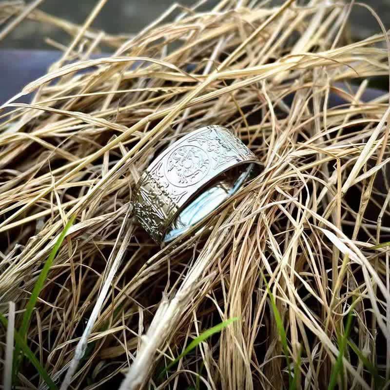 KarmaRipple's Four Guardian Beast Dragon Ivory Tiger Suzaku Basalt Carved Success Fortune Ring p16