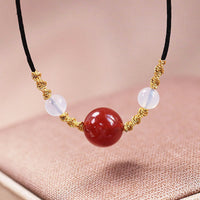 KarmaRipple's Authentic Red Agate Chalcedony Self-acceptance Confidence String Bead Bracelet Pendant Necklace
