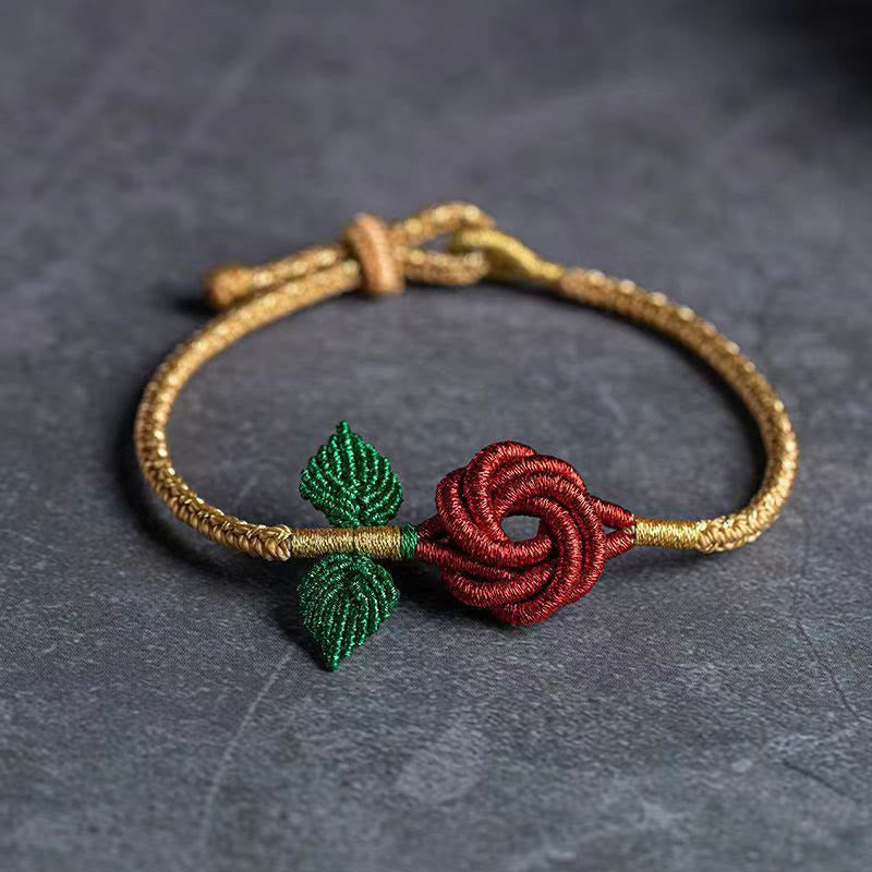 KarmaRipple's Rose Flower Rope Eight Thread Peace Weave Fortune Handmade Bracelet p18