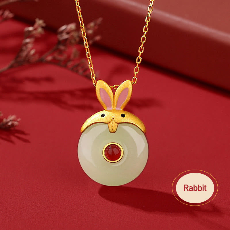 KarmaRipple's 925 Sterling Silver Hetian Jade Chinese Zodiac Year of the Dragon Red Agate Fortune Protection Pendant Necklace p5