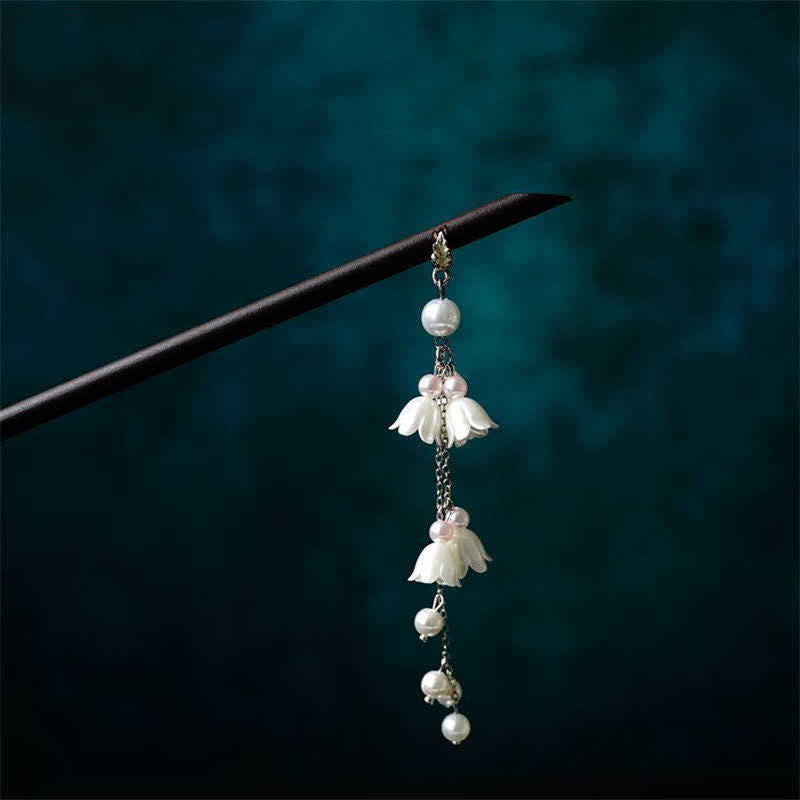 KarmaRipple's Pearl Flower Leaf Butterfly Happiness Hairpin p4