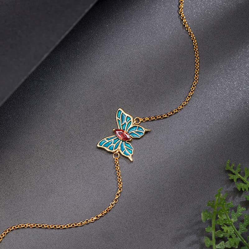 KarmaRipple's 925 Sterling Silver Butterfly Zircon Love Chain Bracelet p3