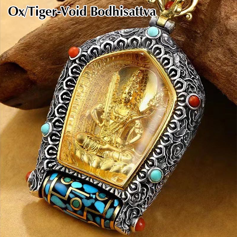 KarmaRipple's Tibet Chinese Zodiac Natal Buddha Thangka Prosperity Rotatable Dzi Bead Pendant Necklace p21