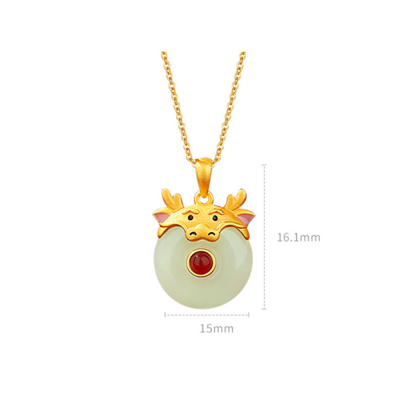 KarmaRipple's 925 Sterling Silver Hetian Jade Chinese Zodiac Year of the Dragon Red Agate Fortune Protection Pendant Necklace p20