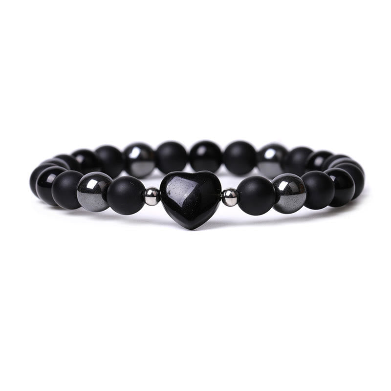 KarmaRipple's Black Onyx Tiger Eye Stone Gemstone Love Heart Protection Bracelet p2