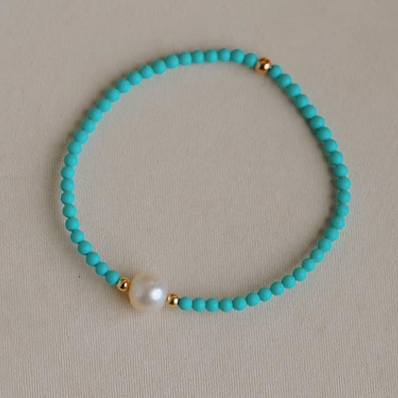 KarmaRipple's Turquoise Red Agate Pearl Small Beaded Protection Bracelet p9