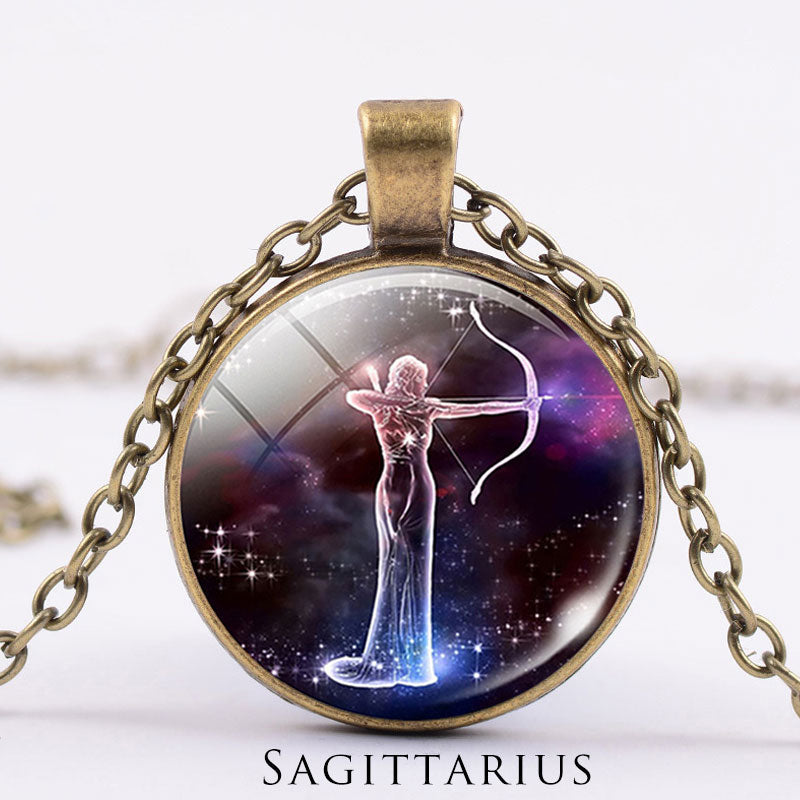 KarmaRipple's 12 Constellations of the Zodiac Moon Starry Sky Protection Blessing Pendant Necklace p65