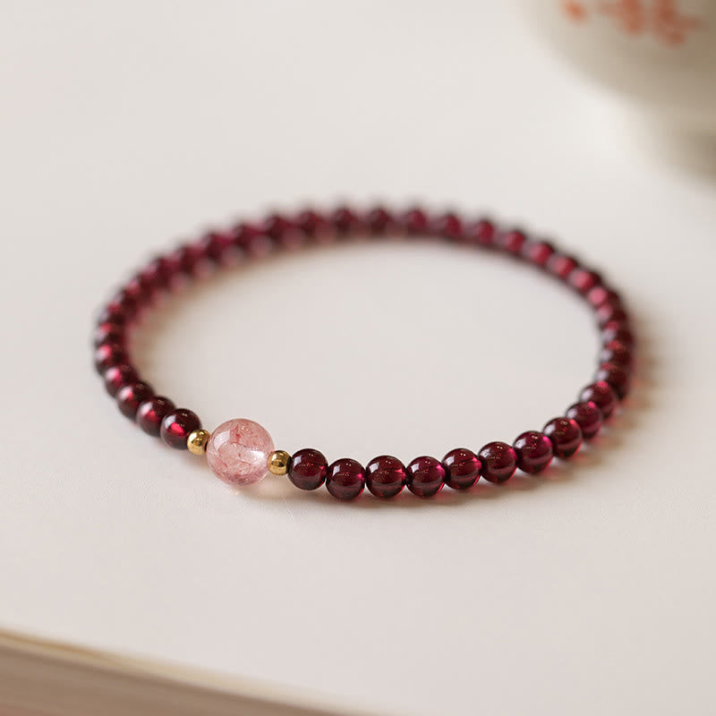KarmaRipple's Authentic Garnet Strawberry Quartz Calm Bracelet p3
