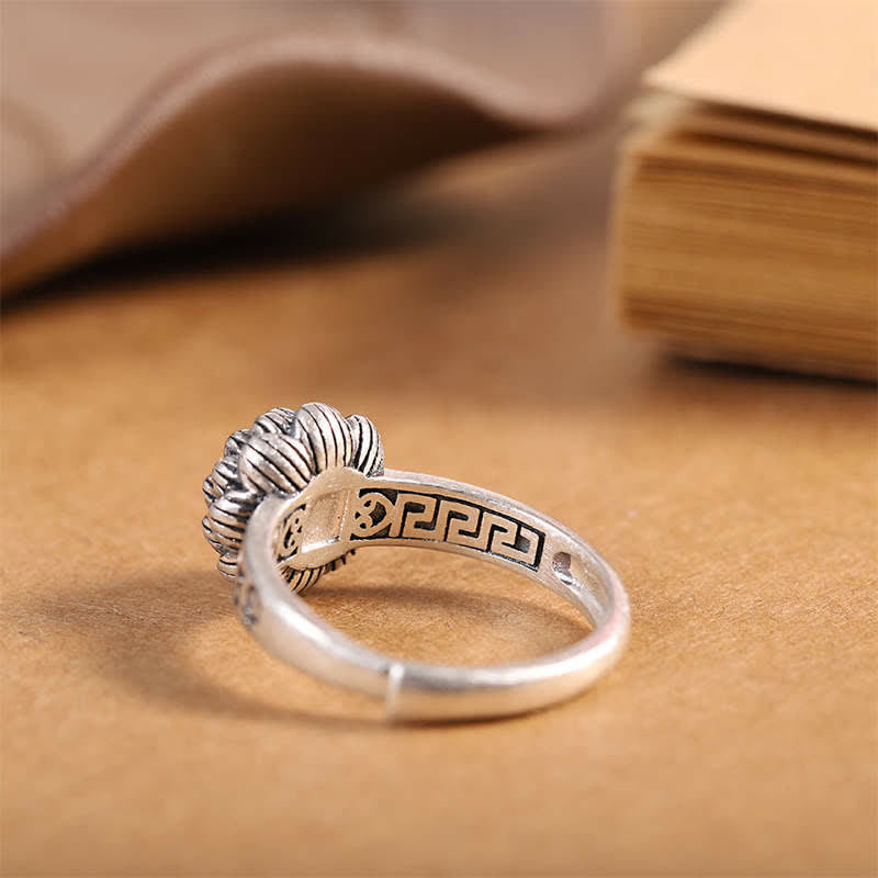 KarmaRipple's KarmaRipple's 25 Sterling Silver Lotus Red Agate Confidence Blessing Ring p10